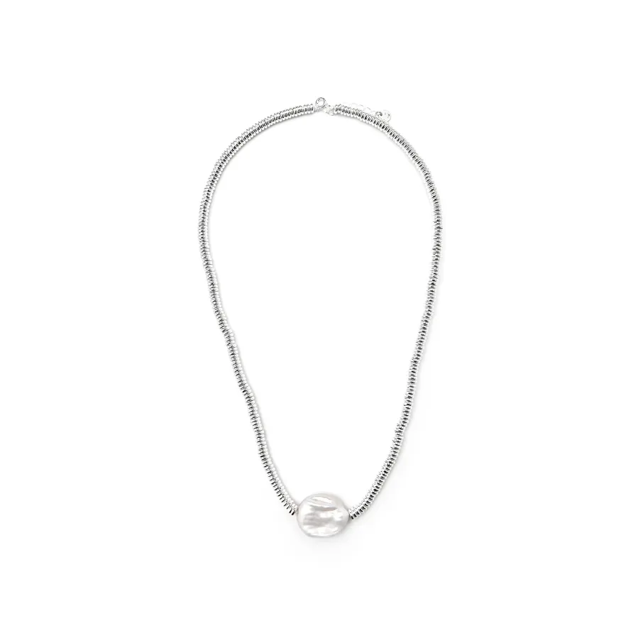 Collar de Plata de Ley 925 y Perla Blanca acabado rodio - Siever