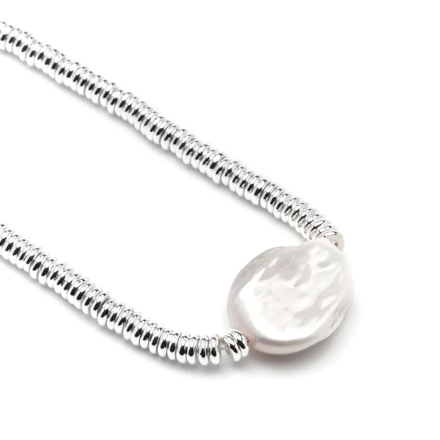 Collar de Plata de Ley 925 y Perla Blanca acabado rodio - Siever