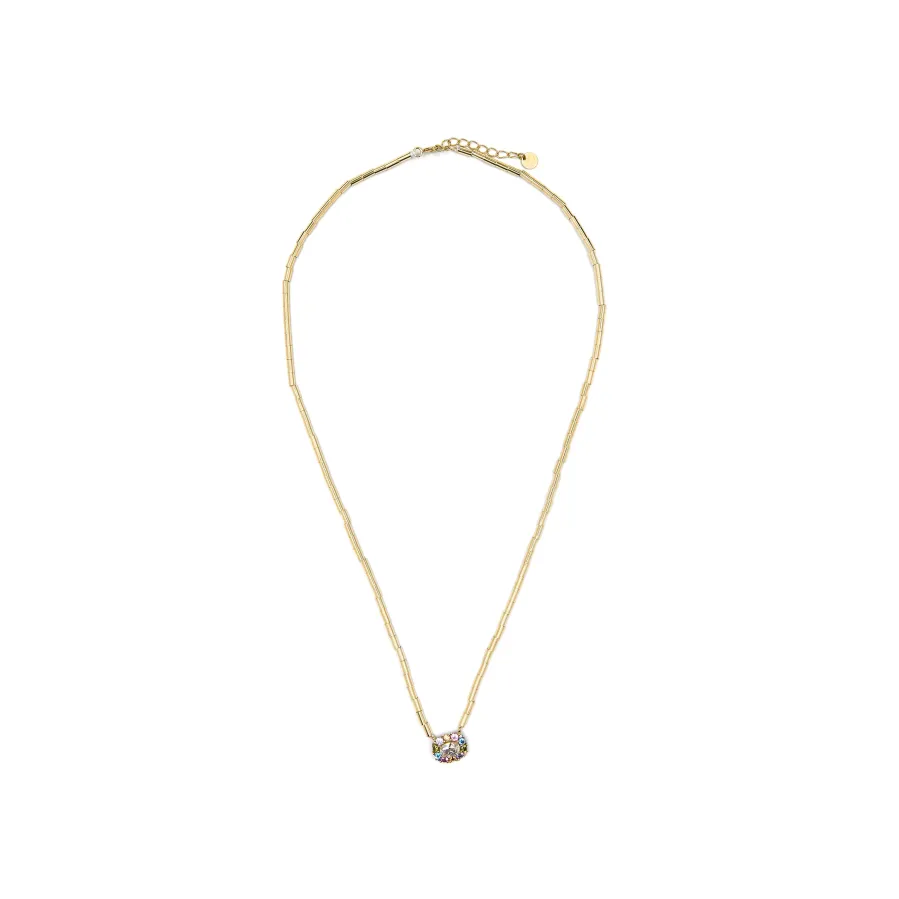 Collar de Plata de Ley 925 y Circonita Multicolor acabado oro amarillo de 18k - Mezay