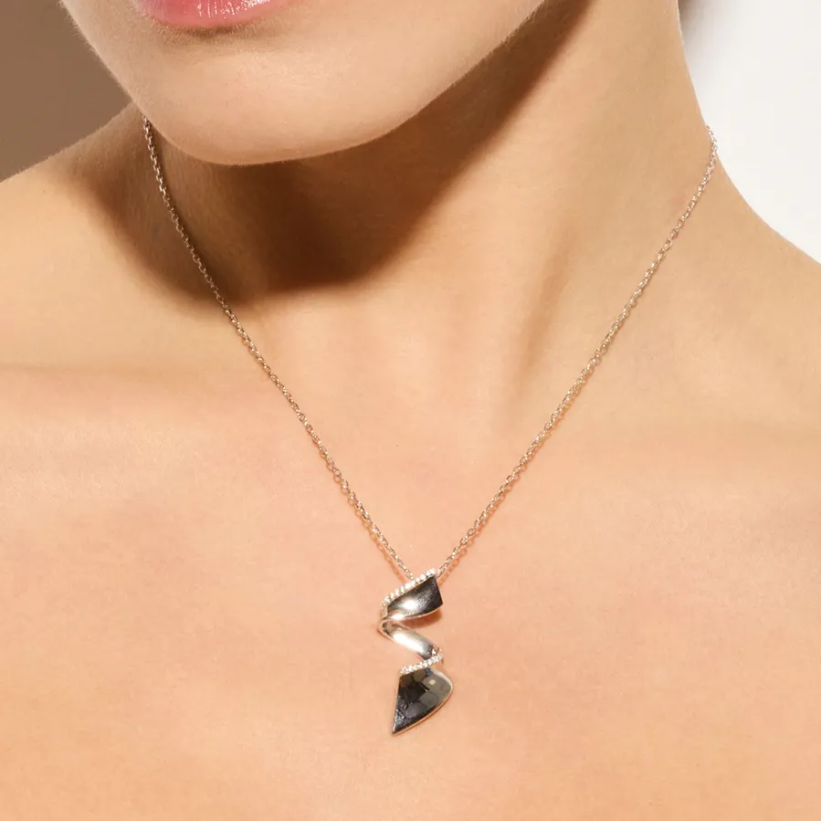 Collar de Plata de Ley 925 y Circonita Brillante acabado rodio - Orba