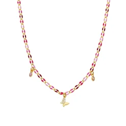 Collar de Plata de Ley 925 y Lacado Rosa acabado oro amarillo de 18k - Axelon