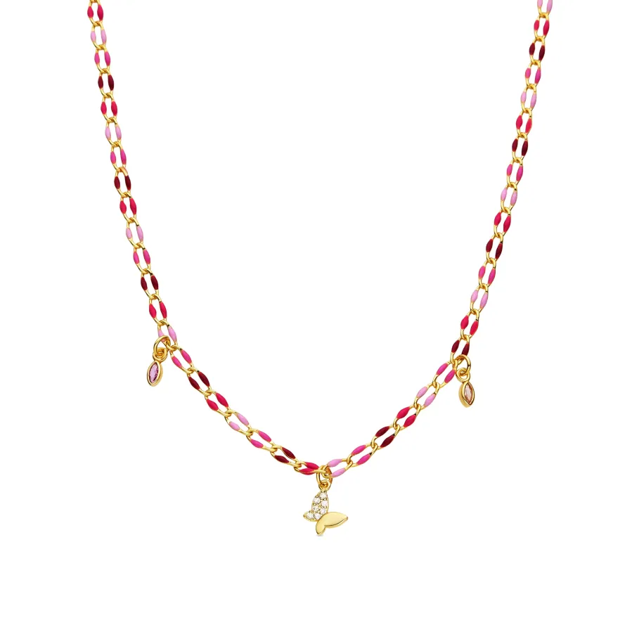 Collar de Plata de Ley 925 y Lacado Rosa acabado oro amarillo de 18k - Axelon