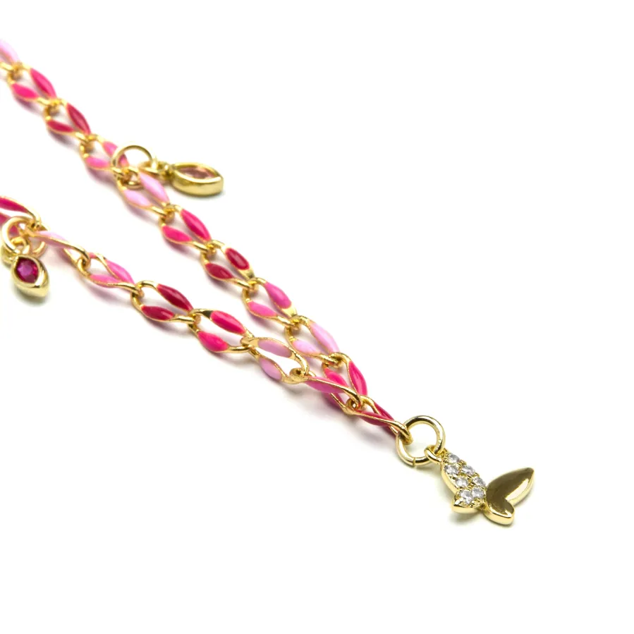 Collar de Plata de Ley 925 y Lacado Rosa acabado oro amarillo de 18k - Axelon