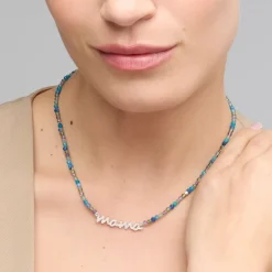 Collar de Plata de Ley 925 y Cristal Azul Oscuro acabado rodio - Mama