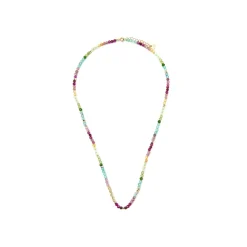 Collar de Plata de Ley 925 y Cristal Multicolor acabado oro amarillo de 18k - Ane