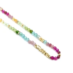 Collar de Plata de Ley 925 y Cristal Multicolor acabado oro amarillo de 18k - Ane