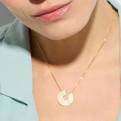 Collar de Plata de Ley 925 y Circonita Brillante acabado oro amarillo de 18k - Dragi