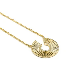 Collar de Plata de Ley 925 y Circonita Brillante acabado oro amarillo de 18k - Dragi