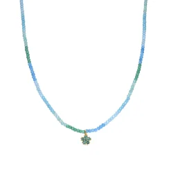 Collar de Plata de Ley 925 y Circonita Aguamarina acabado en oro amarillo de 18k - Saino