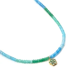 Collar de Plata de Ley 925 y Circonita Aguamarina acabado en oro amarillo de 18k - Saino