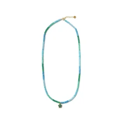 Collar de Plata de Ley 925 y Circonita Aguamarina acabado en oro amarillo de 18k - Saino