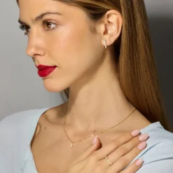 Collar de Plata de Ley 925 y Circonita Brillante acabado oro amarillo de 18k - Naswa