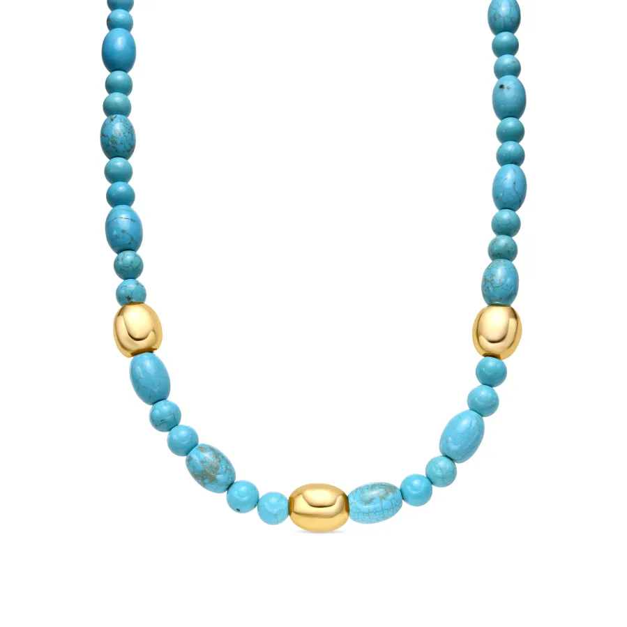 Collar de Plata de Ley 925 y Turquesa acabado oro amarillo de 18k Shyra