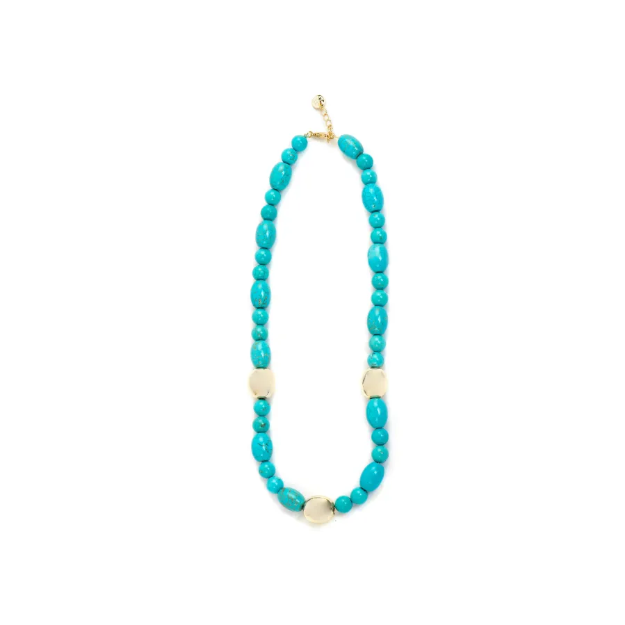 Collar de Plata de Ley 925 y Turquesa acabado oro amarillo de 18k Shyra