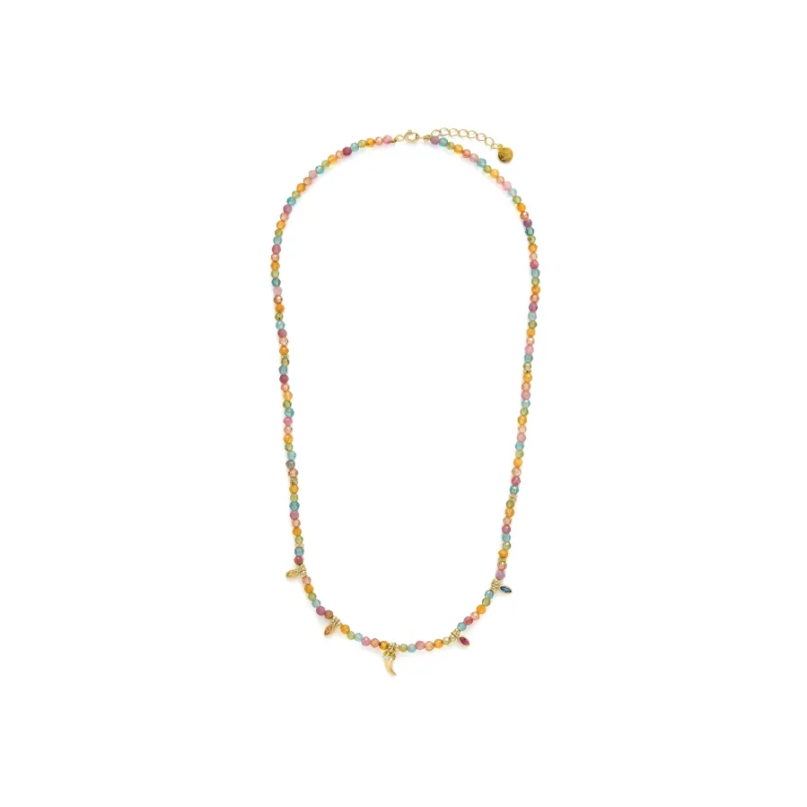 Collar de Plata de Ley 925 y Circonita Multicolor acabado en oro amarillo 18k - Esli