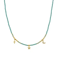 Collar de Plata de Ley 925 y Cristal Verde acabado en oro amarillo 18K - Olzex