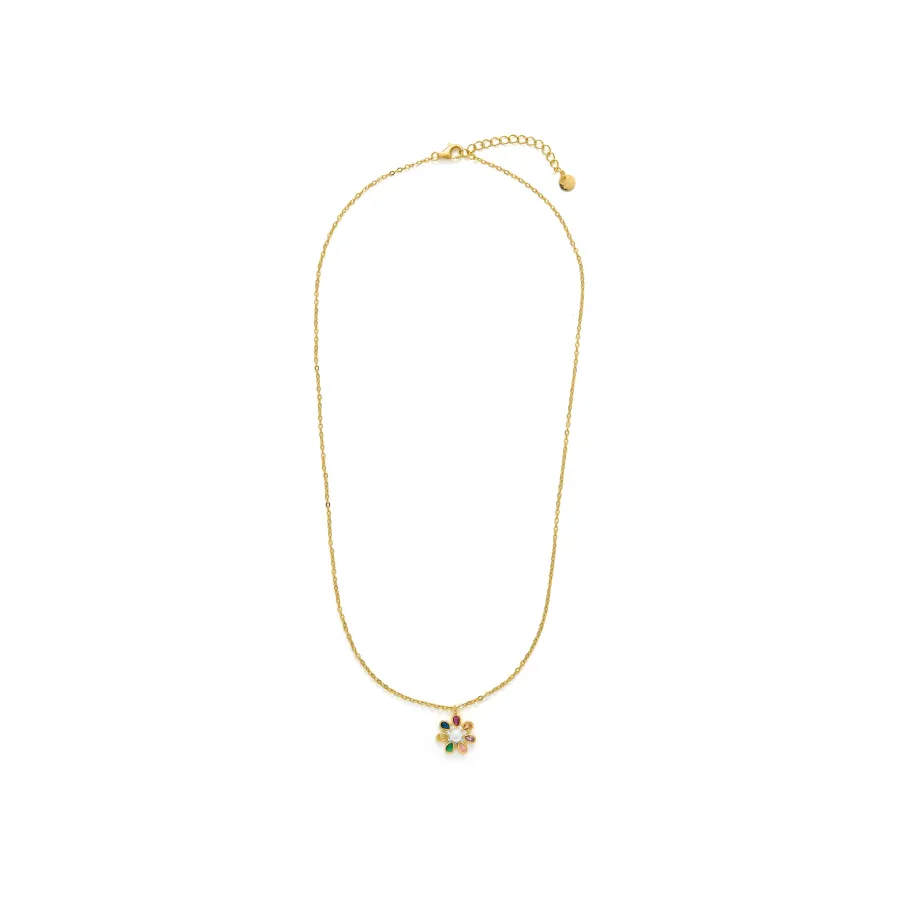 Collar de Plata de Ley 925 y Circonita Multicolor acabado en oro amarillo 18k - Horsa