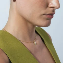 Collar de Plata de Ley 925 y Circonita Multicolor acabado en oro amarillo 18k - Horsa