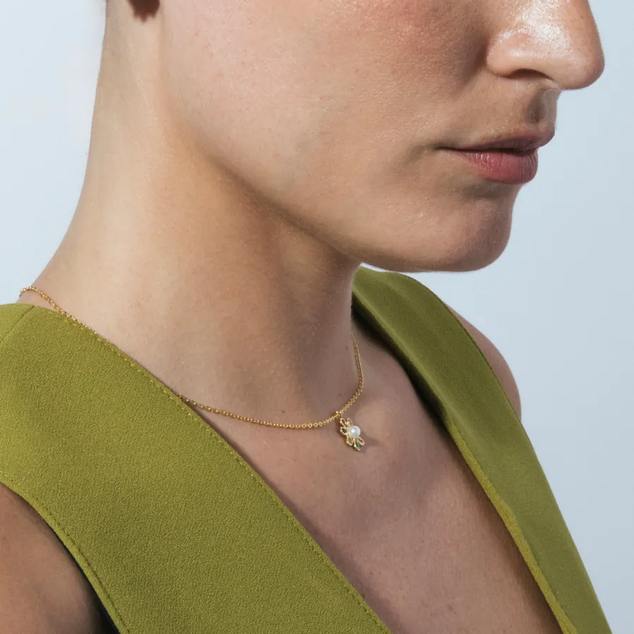 Collar de Plata de Ley 925 y Circonita Multicolor acabado en oro amarillo 18k - Horsa