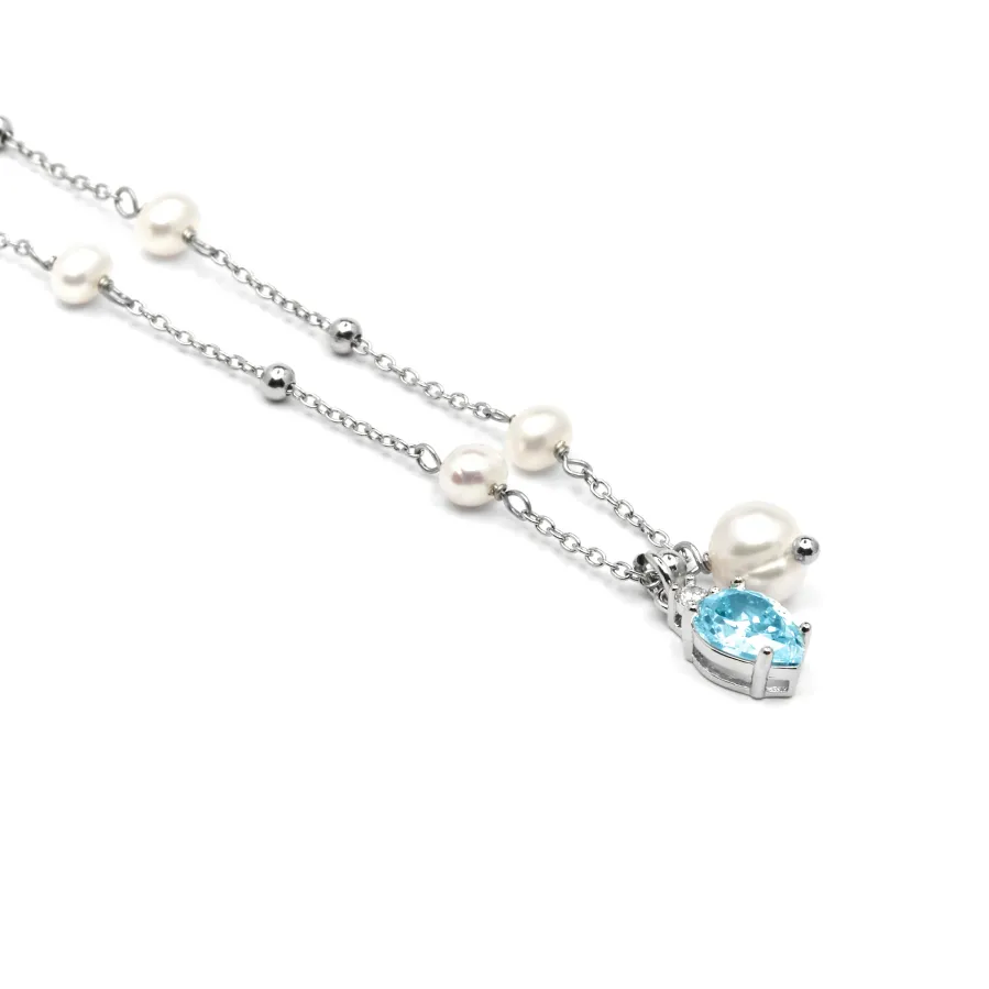 Collar de Plata de Ley 925 y Circonita Brillante acabado rodio - Lebao