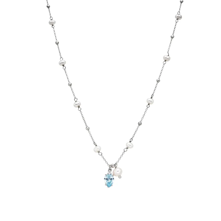 Collar de Plata de Ley 925 y Circonita Brillante acabado rodio - Lebao