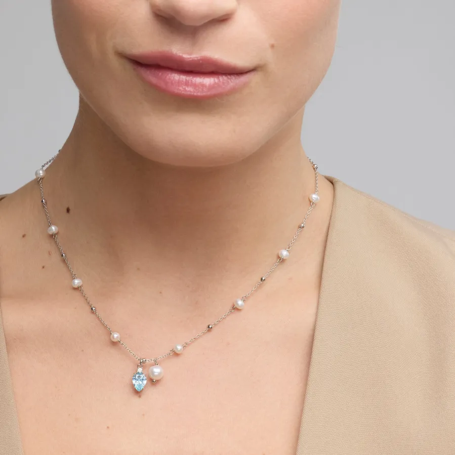 Collar de Plata de Ley 925 y Circonita Brillante acabado rodio - Lebao