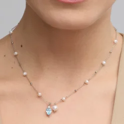 Collar de Plata de Ley 925 y Circonita Brillante acabado rodio - Lebao