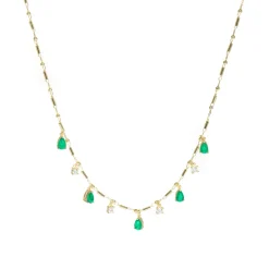 Collar de Plata de Ley 925 y Cuarzo Hidrotermal Verde Paraiba acabado en oro amarillo 18k - Lakrom