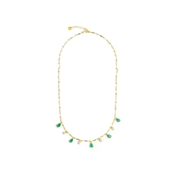 Collar de Plata de Ley 925 y Cuarzo Hidrotermal Verde Paraiba acabado en oro amarillo 18k - Lakrom