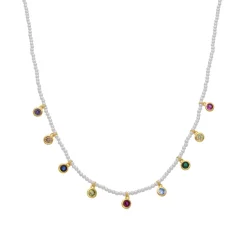 Collar de Plata de Ley 925 y Circonita Multicolor acabado en oro amarillo 18K - Alori