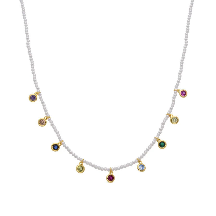 Collar de Plata de Ley 925 y Circonita Multicolor acabado en oro amarillo 18K - Alori