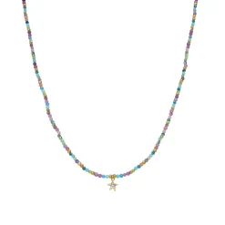 Collar de Plata de Ley 925 y Cristal Multicolor acabado en oro amarillo 18K - Estrella