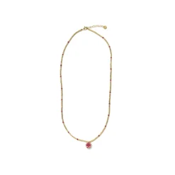 Collar de Plata de Ley 925 y Cuarzo Hidrotermal Rosa acabado en oro amarillo de 18k - Simder