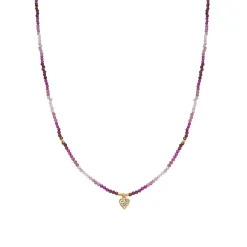 Collar de Plata de Ley 925 y Cristal Rosa acabado en oro amarillo de 18k - Corazón