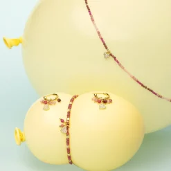 Collar de Plata de Ley 925 y Cristal Rosa acabado en oro amarillo de 18k - Corazón