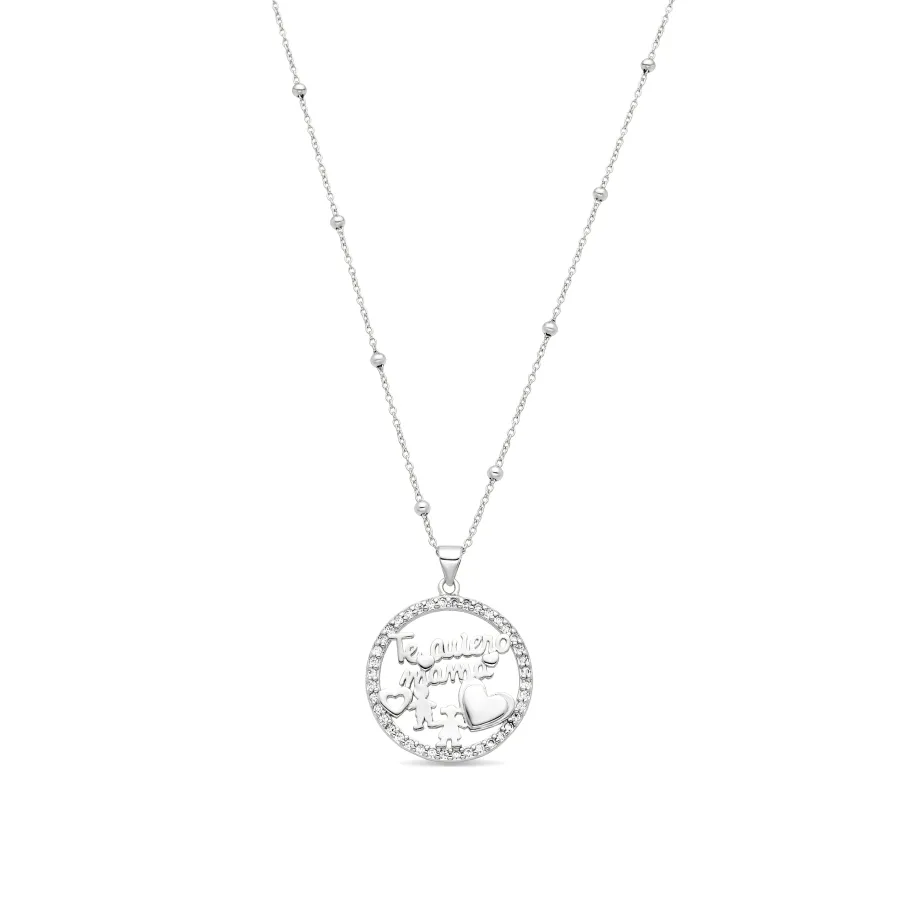 Collar de Plata de Ley 925 y Circonita Brillante acabado rodio - Mama