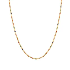 Collar de Plata de Ley 925 y Cristal Multicolor acabado en oro amarillo de 18k - Sharawi