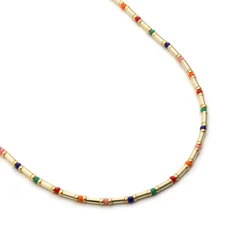 Collar de Plata de Ley 925 y Cristal Multicolor acabado en oro amarillo de 18k - Sharawi