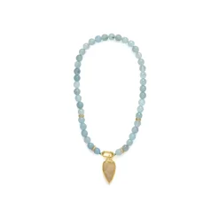 Collar de Plata de Ley 925 y Jade Azul acabado en oro amarillo 18k - Zaty