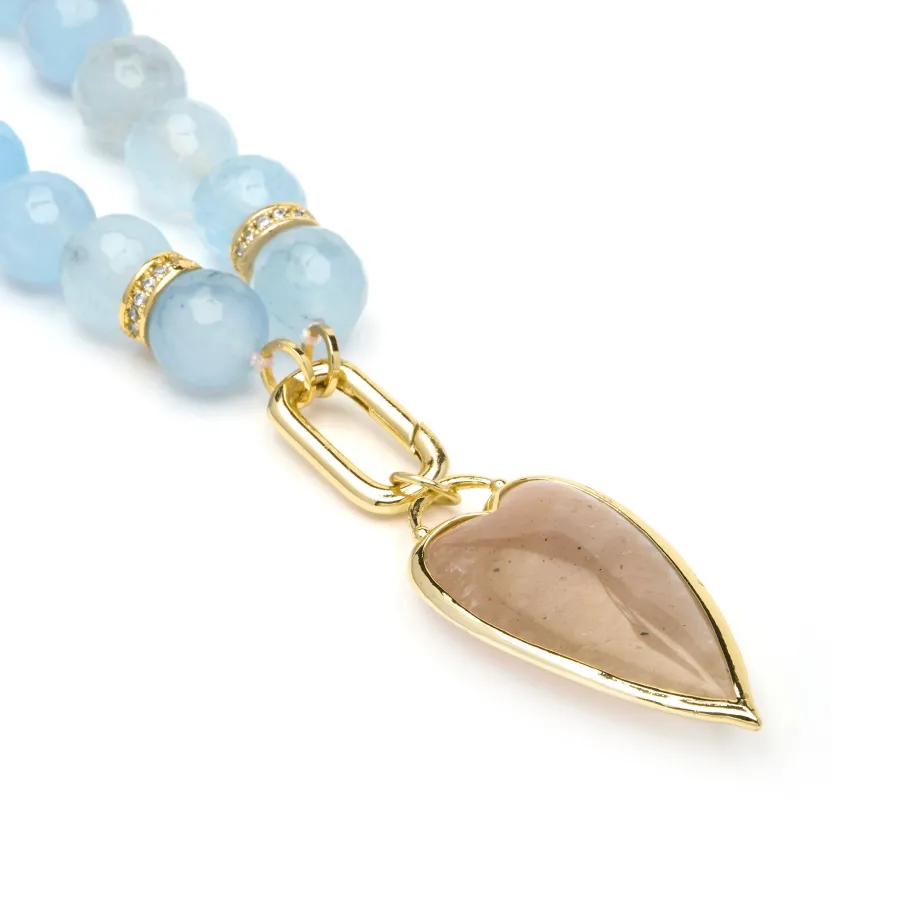 Collar de Plata de Ley 925 y Jade Azul acabado en oro amarillo 18k - Zaty