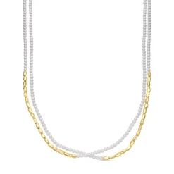 Collar de Plata de Ley 925 y Perla Blanca acabado oro amarillo de 18k - Noma