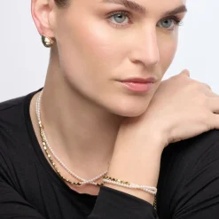 Collar de Plata de Ley 925 y Perla Blanca acabado oro amarillo de 18k - Noma