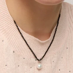 Collar de Plata de Ley 925 y Cristal Blanco acabado oro amarillo de 18k - Husu