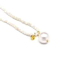 Collar de Plata de Ley 925 y Cristal Blanco acabado oro amarillo de 18k - Husu