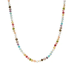 Collar de Plata de Ley 925 y Multicolor Piedra Natural acabado en oro amarillo de 18k - Abdas