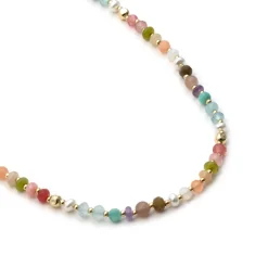 Collar de Plata de Ley 925 y Multicolor Piedra Natural acabado en oro amarillo de 18k - Abdas