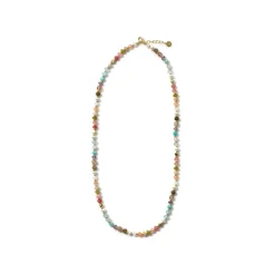 Collar de Plata de Ley 925 y Multicolor Piedra Natural acabado en oro amarillo de 18k - Abdas