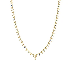 Collar de Plata de Ley 925 y Cristal Multicolor acabado oro 18k - Kalau