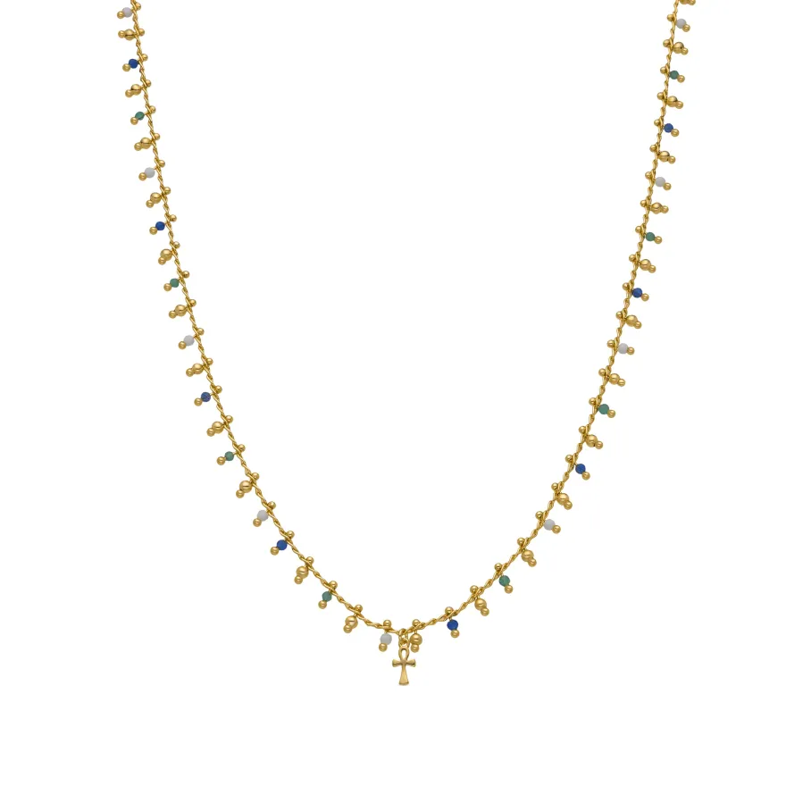 Collar de Plata de Ley 925 y Cristal Multicolor acabado oro 18k - Kalau