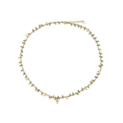 Collar de Plata de Ley 925 y Cristal Multicolor acabado oro 18k - Kalau